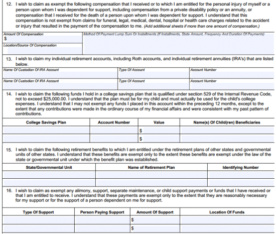 Exempting compensation from a judgment