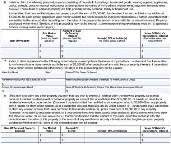 Personal property exemptions for a NC judgment