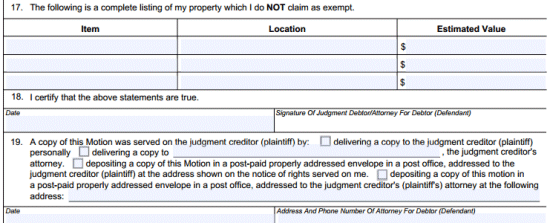 Verifying which property is not exempt from a NC judgment